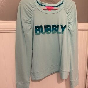 Lilly Pulitzer Teal and Blue Graphic Sweatshirt